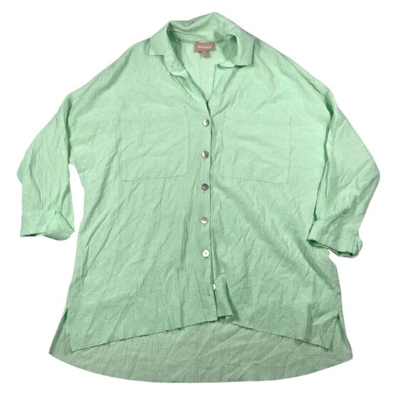 Show Me Your Mumu Johns Button Down Shirt Green Melon Beach SZ S - Picture 3 of 8